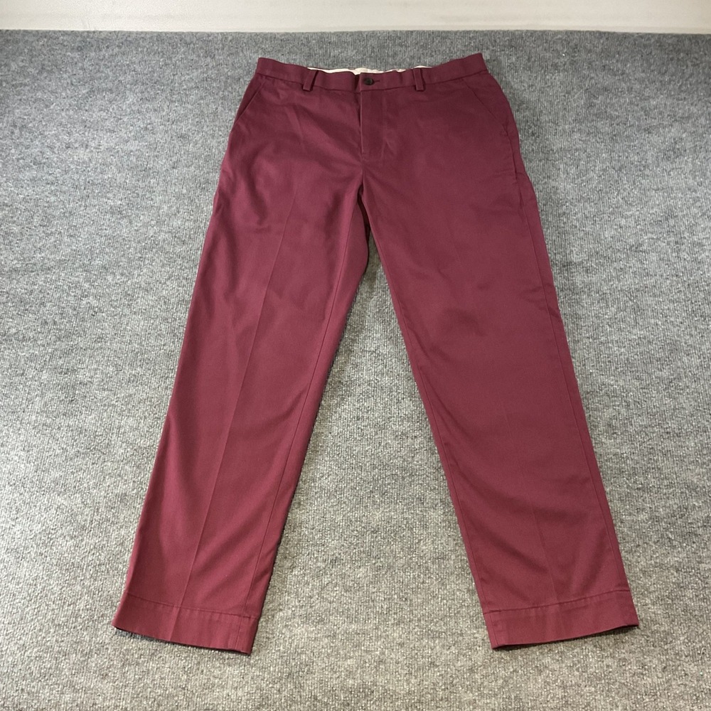 Brooks Brothers Advantage Chino Regular Fit Burgundy Maroon Pants 34x30 Stretch